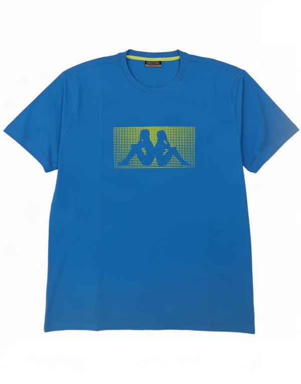 Kappa Herre Grafisk T-Shirt Top 2XL Blå Bomuld