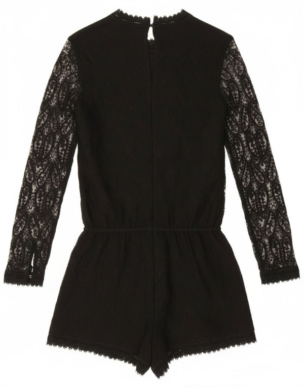 Zara Dame Langærmet Playsuit UK 10 Small Black Paisley Polyester