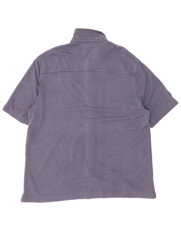 Cos Kortærmet skjorte til mænd Large Navy Blue Lyocell