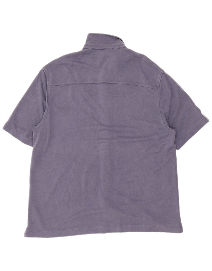 Cos Kortærmet skjorte til mænd Large Navy Blue Lyocell