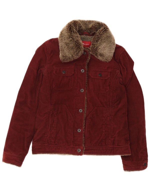 Monsoon Womens Corduroy Jacket UK 10 Small Bourgogne Bomuld
