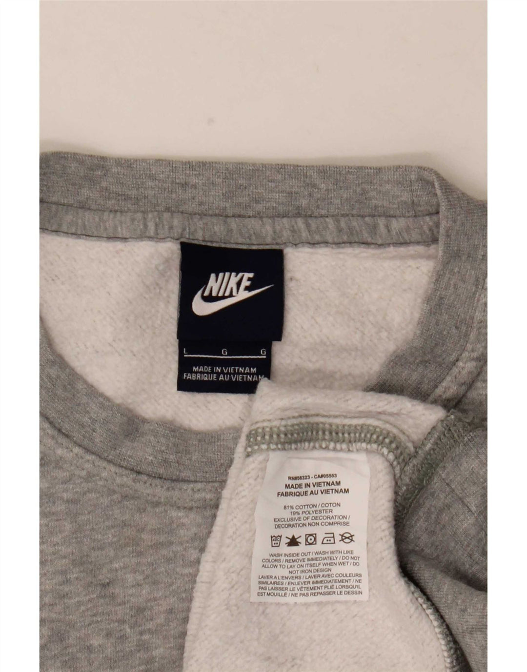 Nike Sweatshirt-trøje til mænd, stor grå flækket bomuld