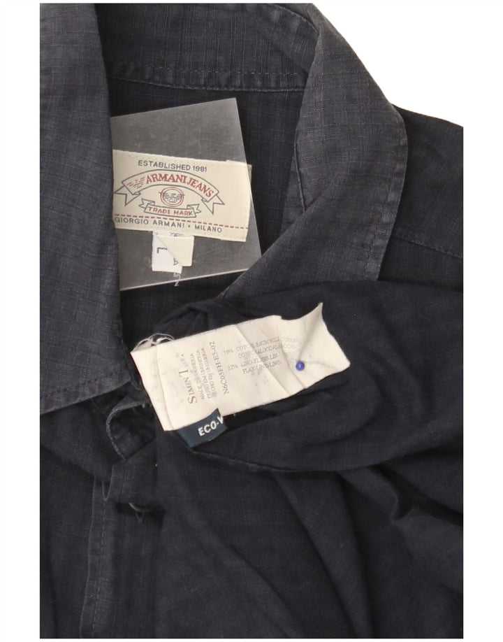 ARMANI JEANS Herreskjorte Stor marineblå nålestribet bomuld