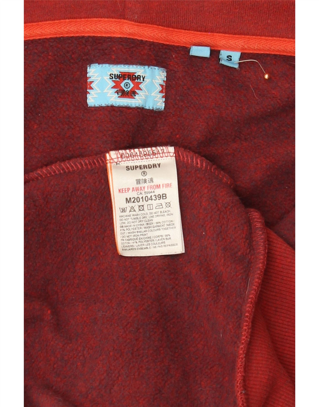 Superdry Hættetrøje med lynlås til mænd, lille rød bomuld