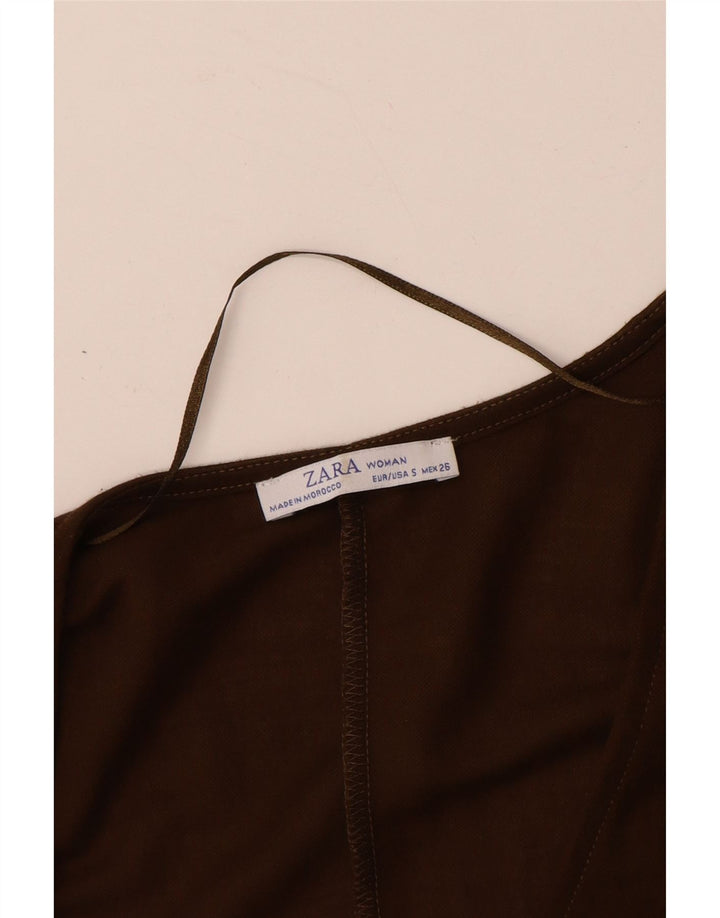 ZARA Langærmet Jumpsuit til kvinder UK 10 Lille brun viskose
