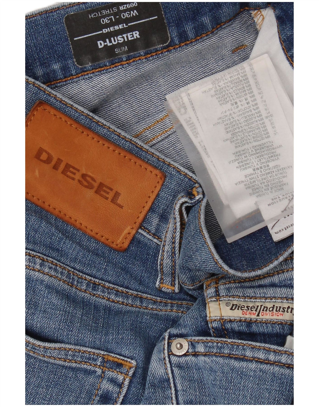 Diesel Herre D-Luster Slim Jeans W30 L30 Blå Bomuld