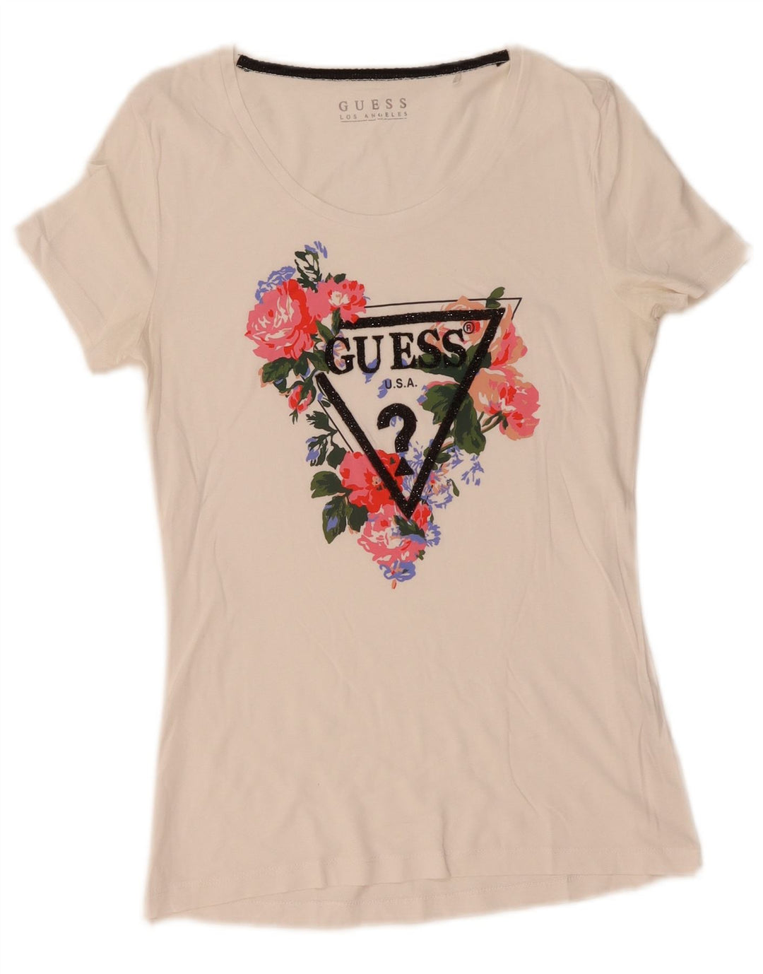 Guess Grafisk T-shirt top til kvinder UK 12 Medium White
