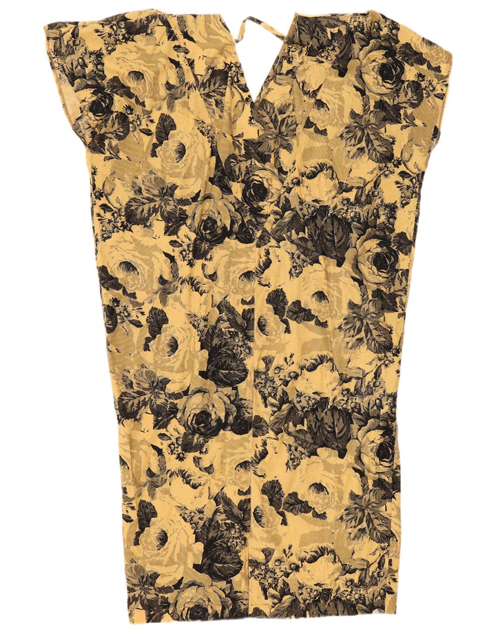 Vintage Kvinder Shift Dress UK 16 Large Yellow Floral