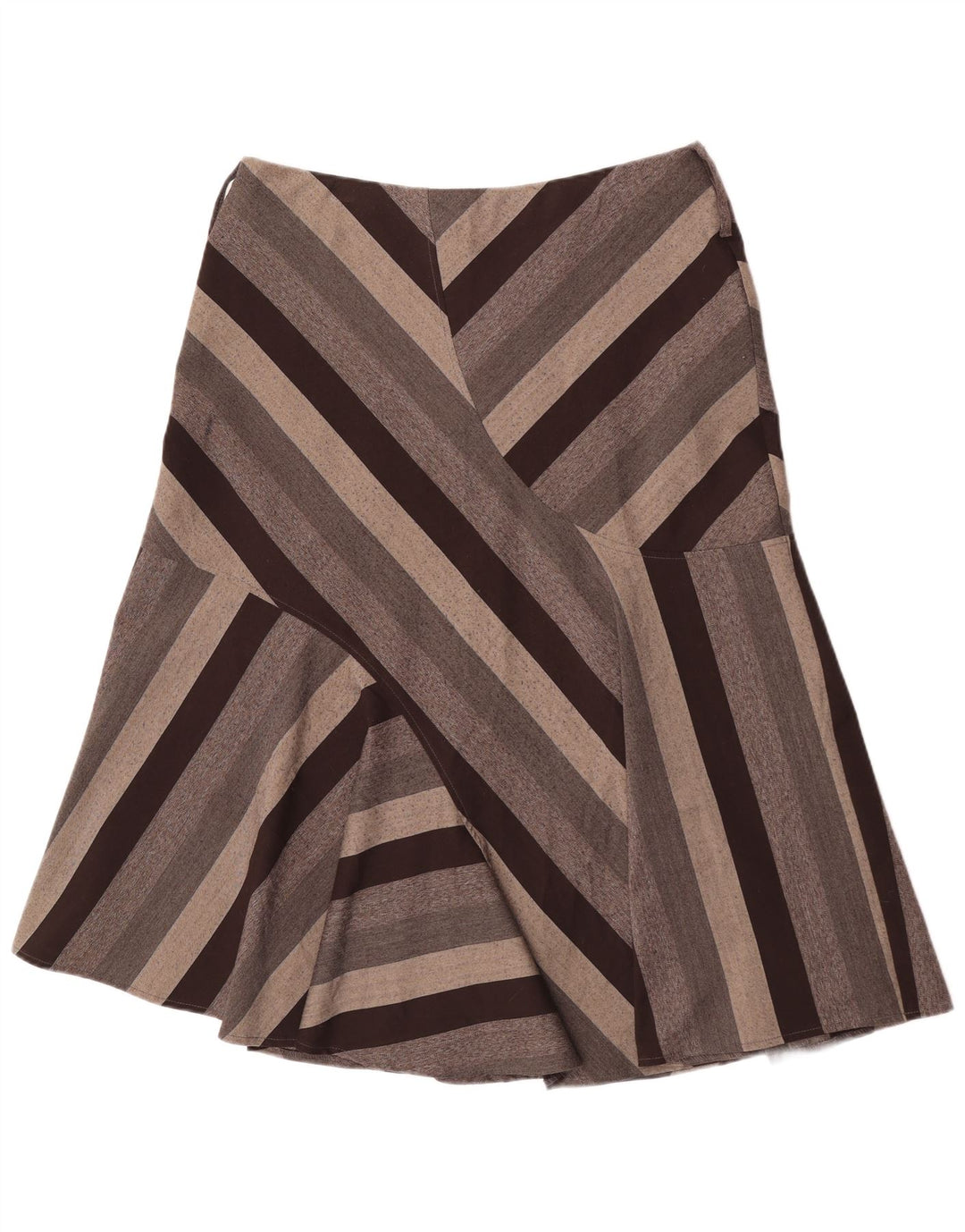Marks & Spencer Midi-nederdel til kvinder UK 16 Large W34 brunstribet polyester