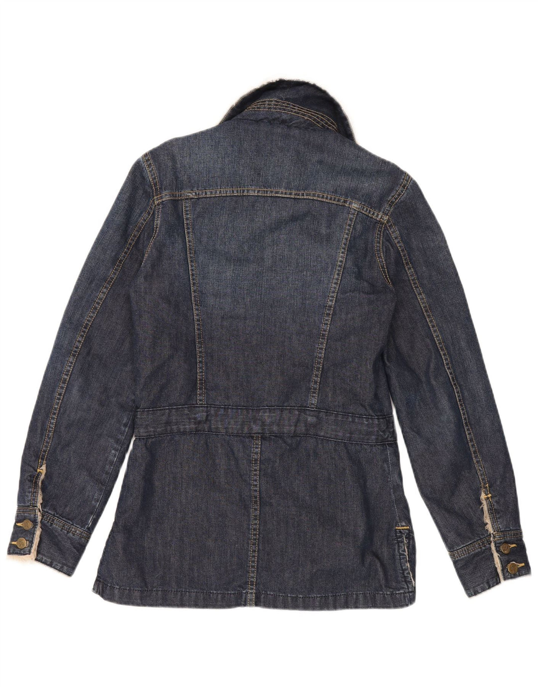 Lee Dame Denim Sherpa Jacket UK 14 Stor Blå Bomuld