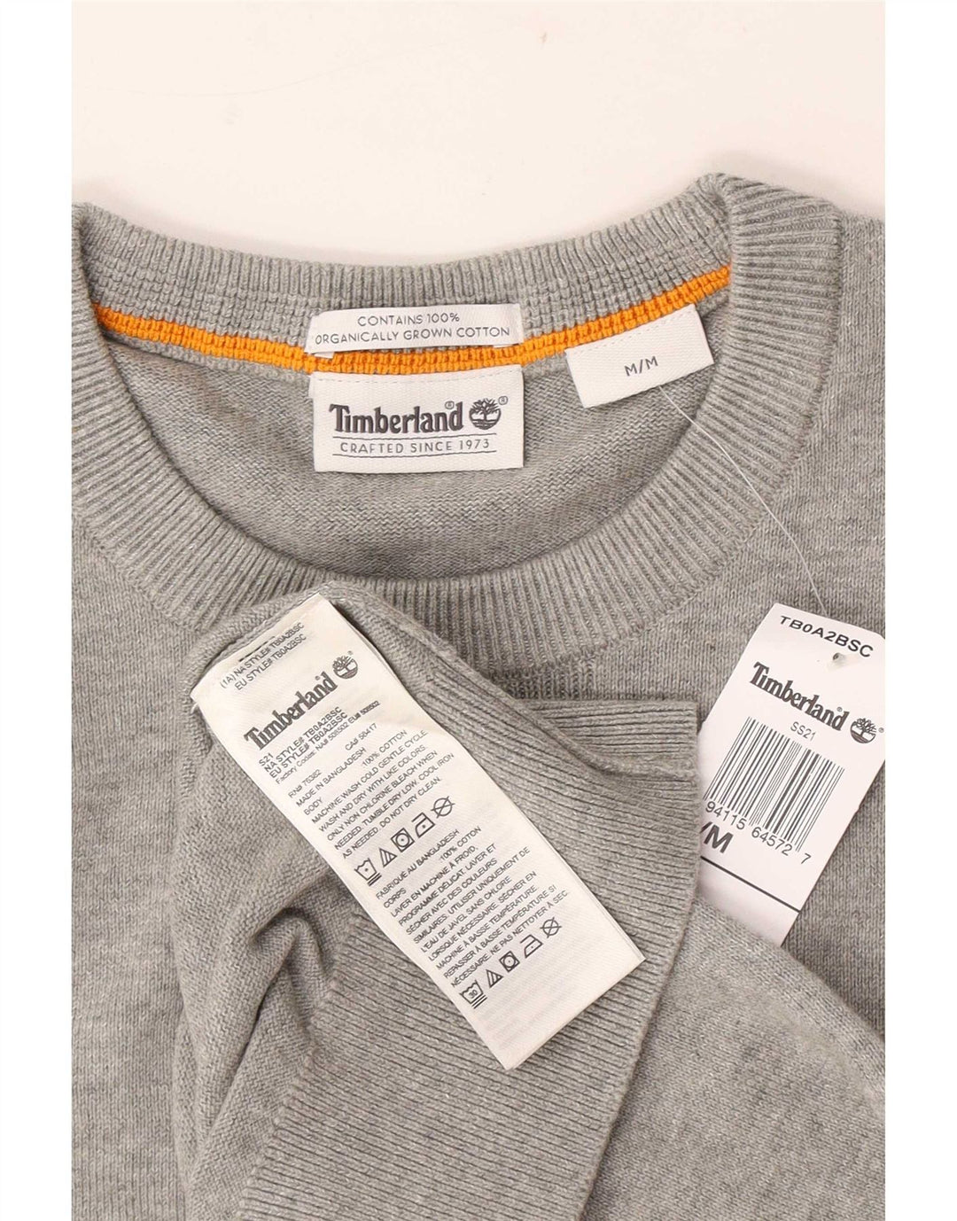 Timberland Herre trøjetrøje med rund hals, mellemgrå flækket bomuld