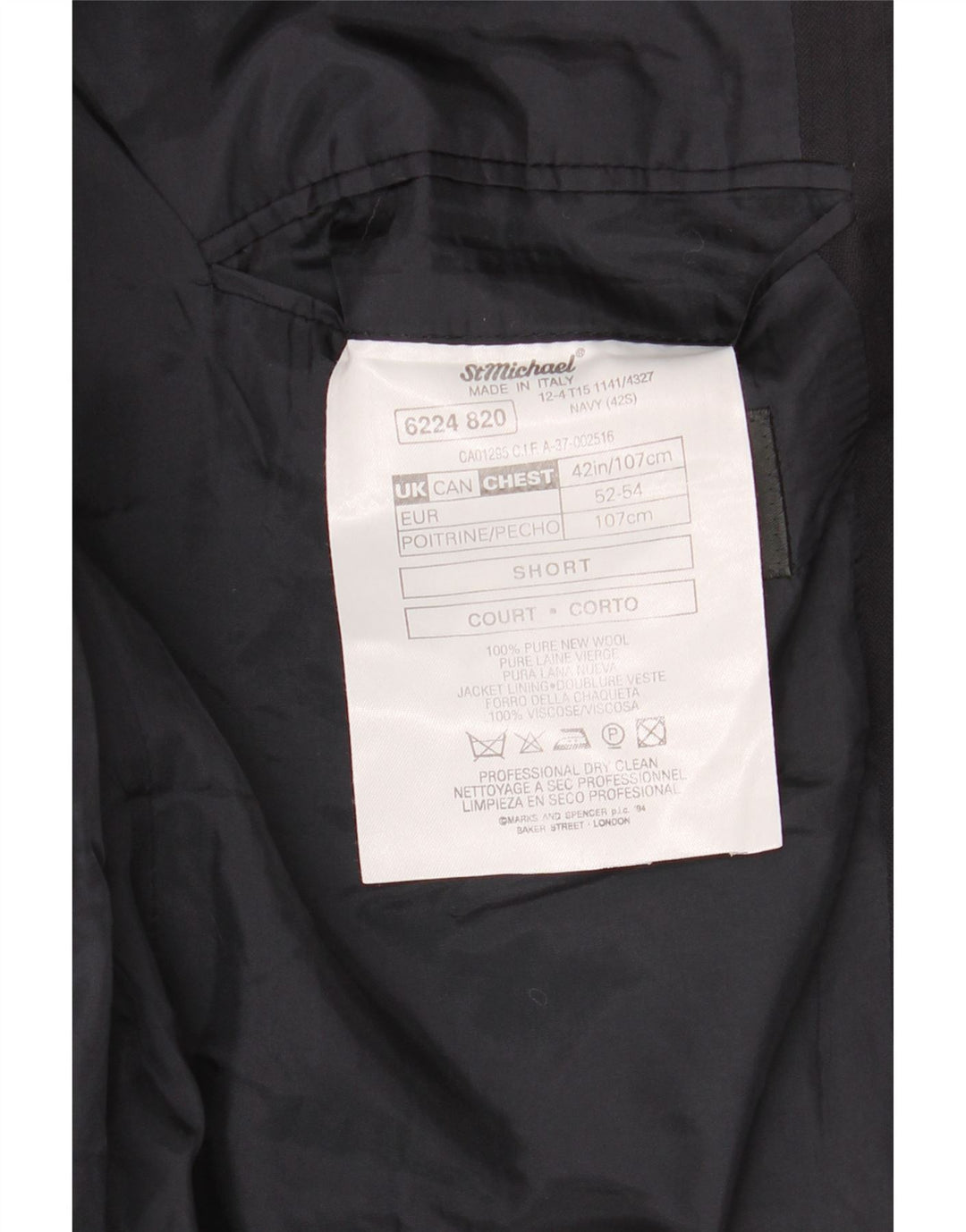 Marks & Spencer Herre 2-knaps blazerjakke UK 42 XL Marineblå Ny uld