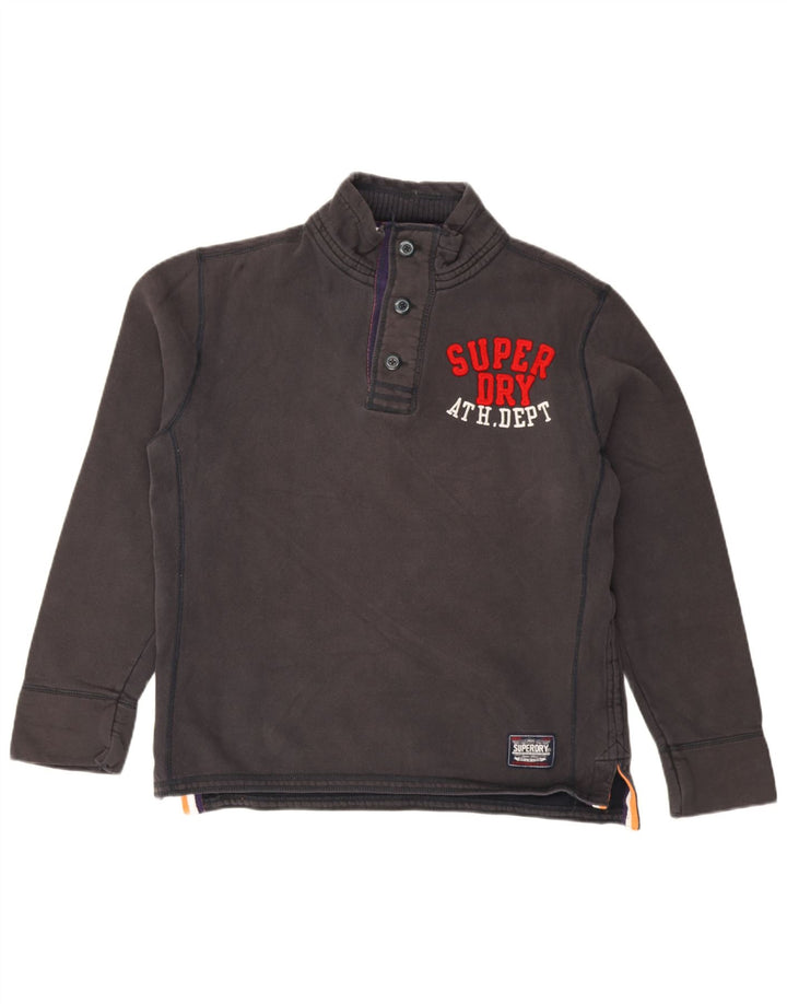 Superdry Herre grafisk knap-hals sweatshirt XL sort bomuld