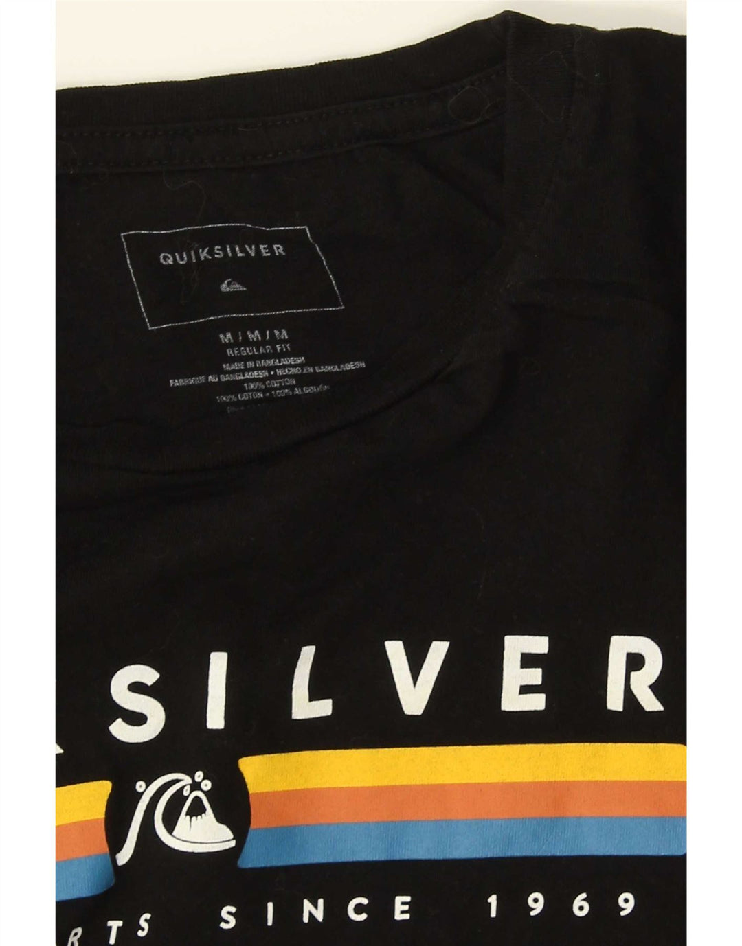 Quiksilver Herre grafisk T-shirt Top Medium Sort Bomuld