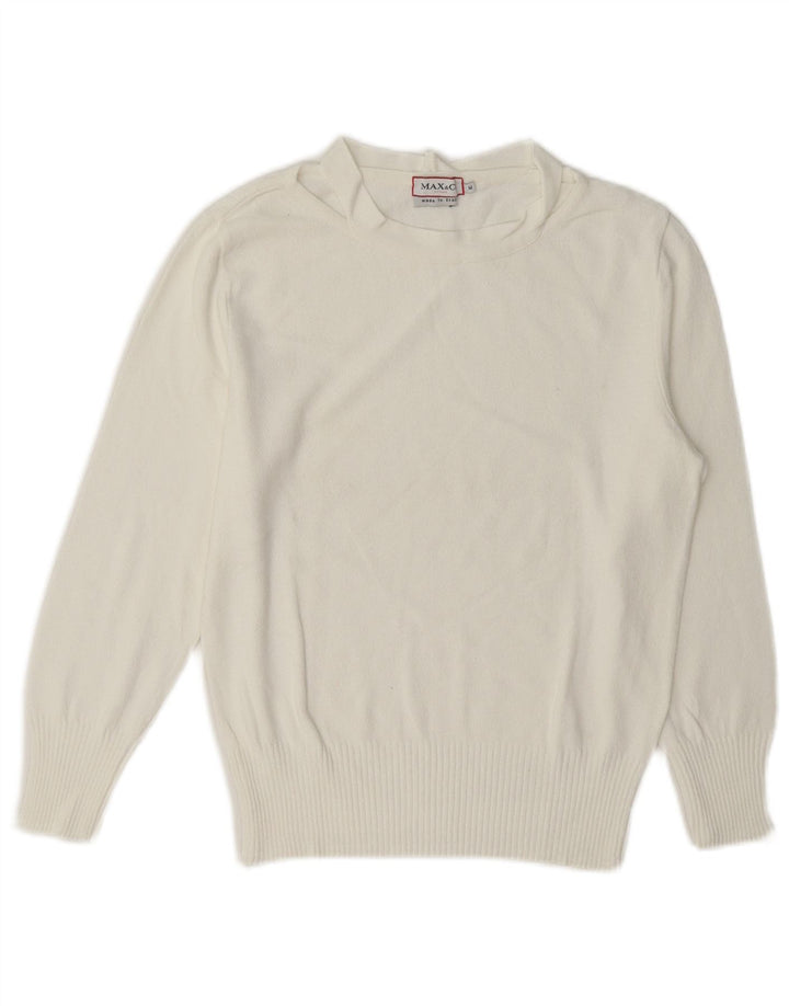 Max & Co. Dame Boat Neck Jumper Sweater UK 12 Medium White