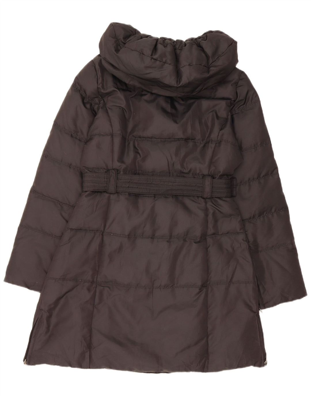 Zara Dame Hætte Polstret Frakke UK 14 Medium Sort