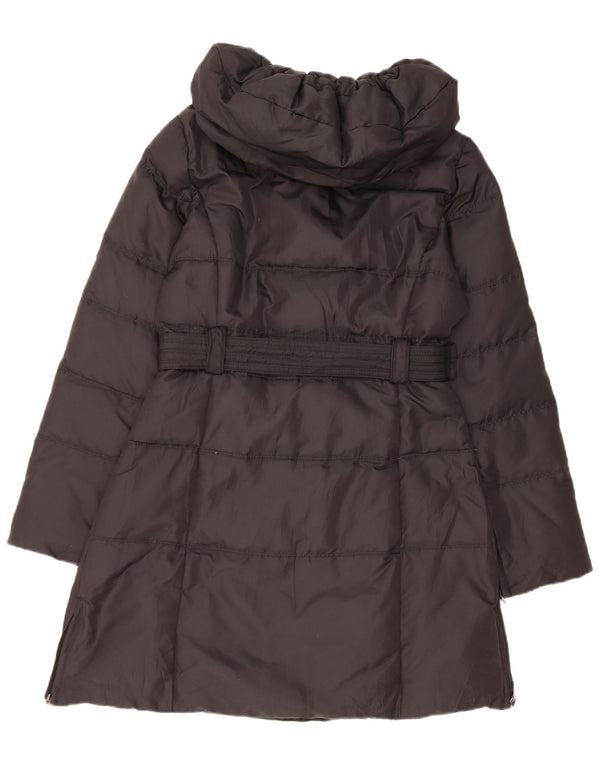 Zara Dame Hætte Polstret Frakke UK 14 Medium Sort