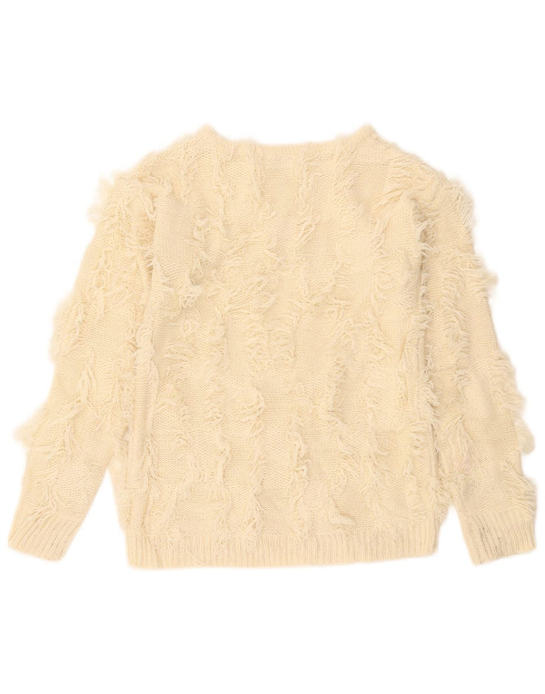 Vintage Dame Boat Neck Jumper Sweater UK 10 Small Off White