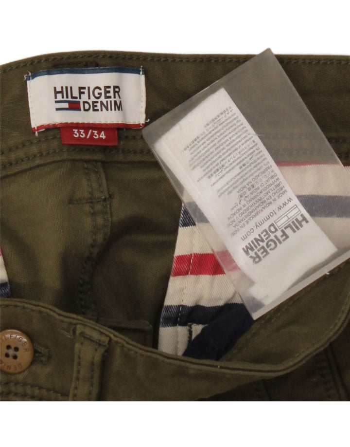TOMMY HILFIGER Slim Chino-bukser til mænd W33 L31 Khaki Bomuld