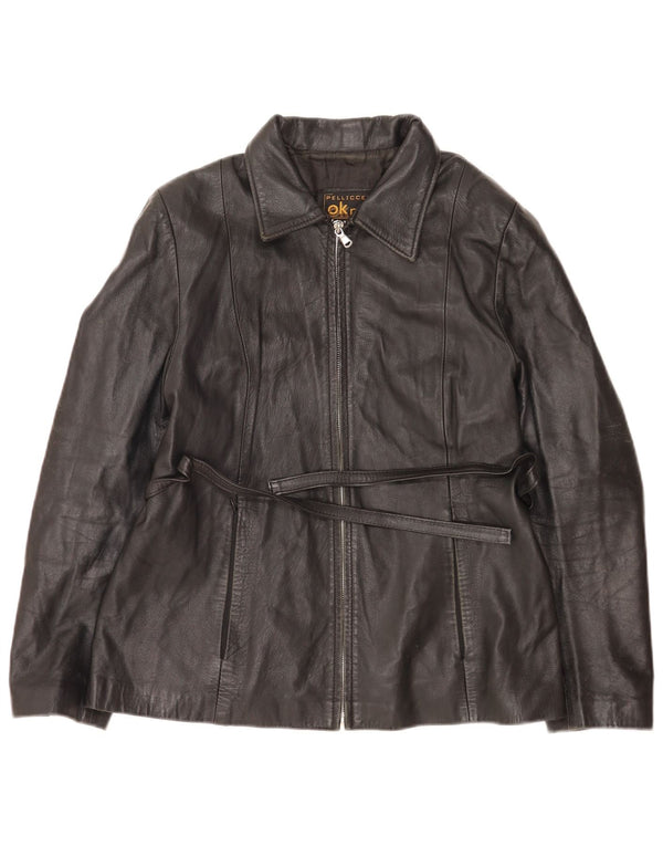 Pellicceria Womens Leather Jacket UK 14 Medium Black