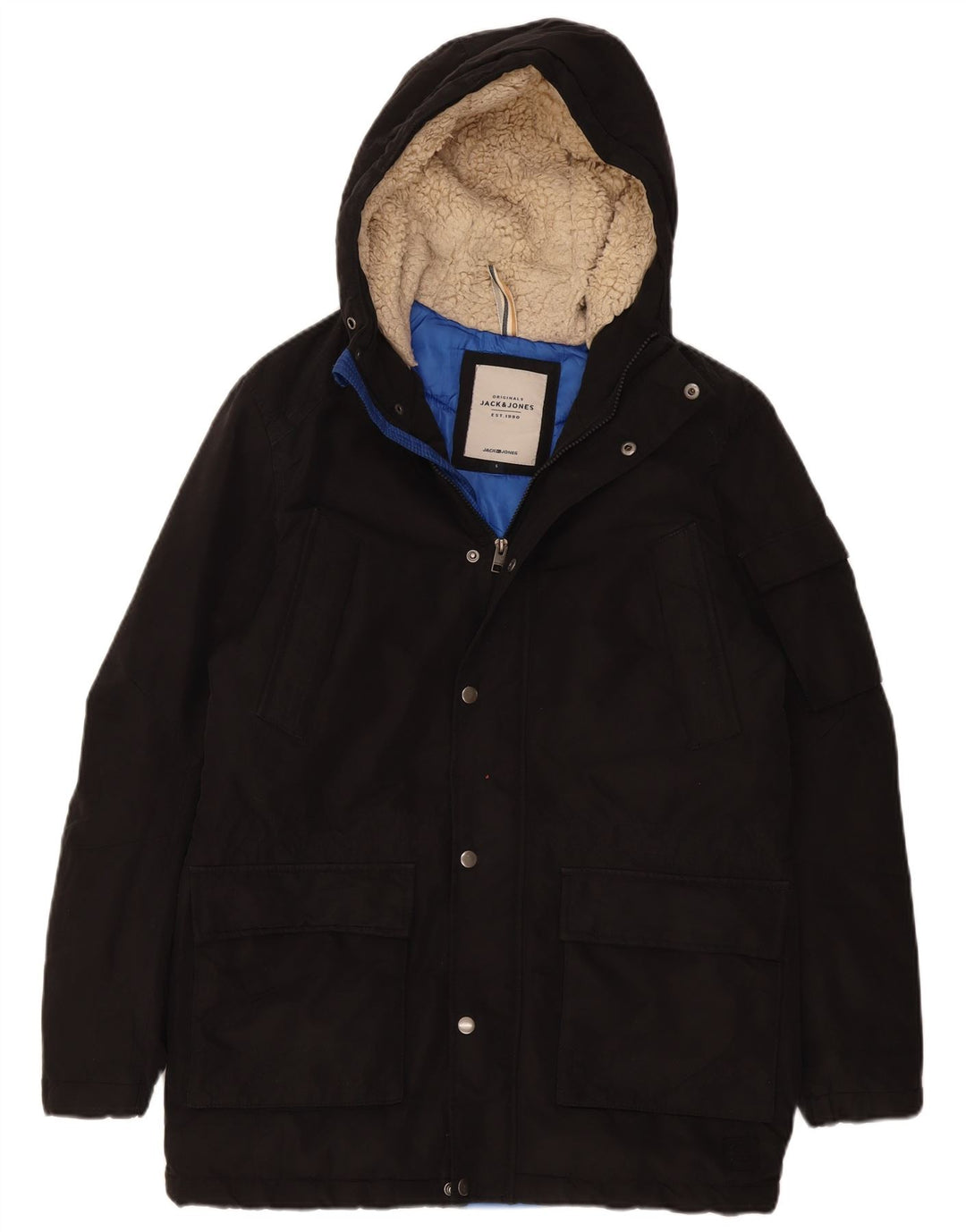 Jack & Jones Herre hættepolstret jakke UK 36 Lille sort polyester