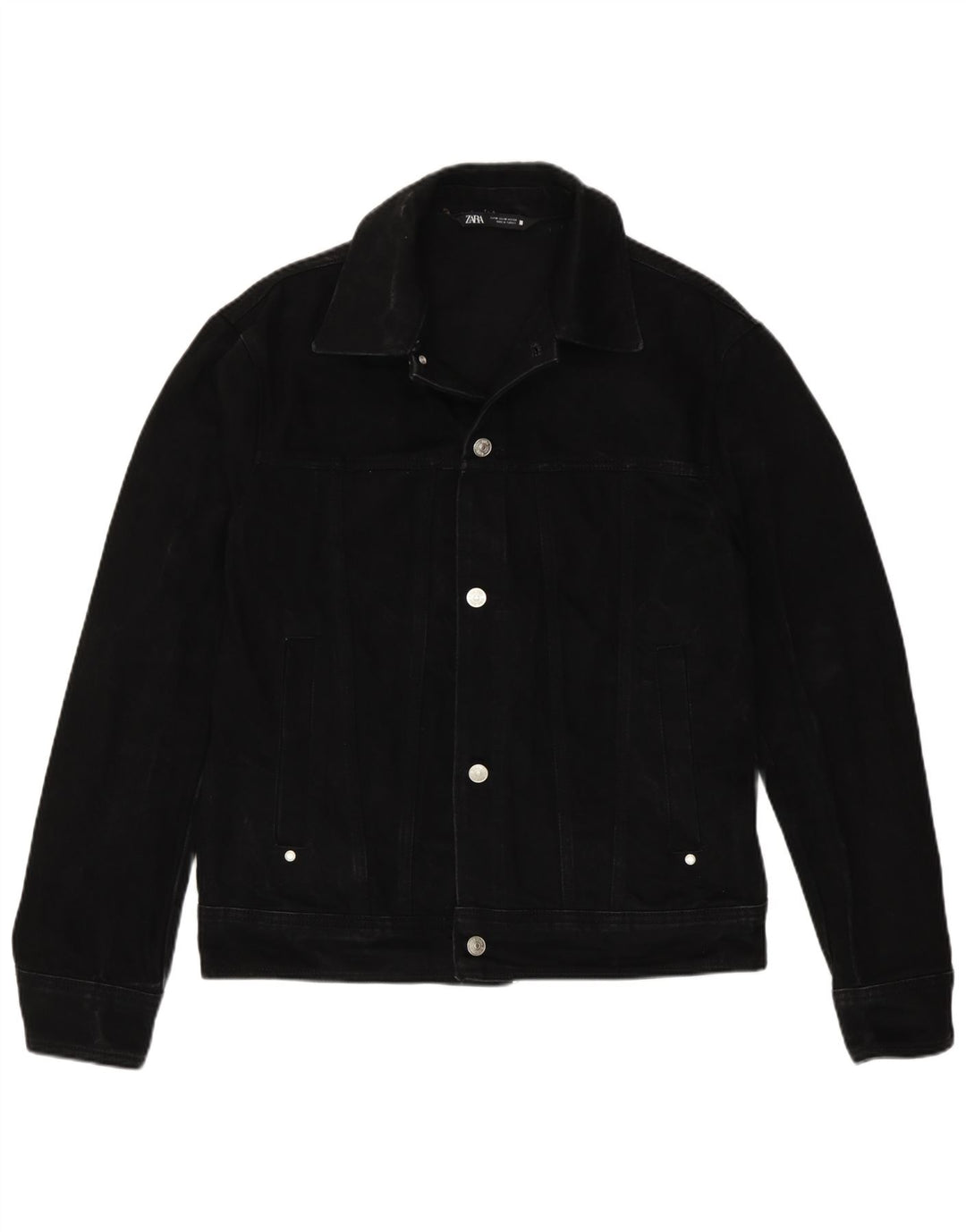 Zara Herre denimjakke UK 38 Medium Sort Bomuld