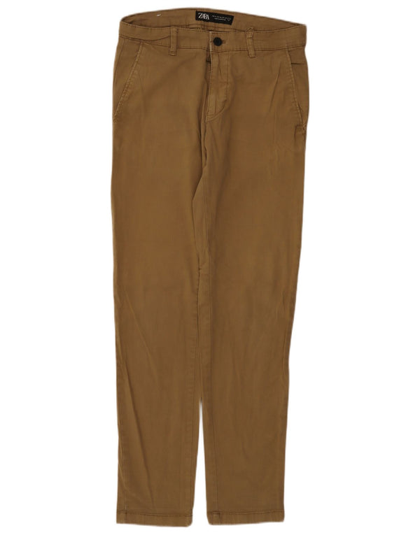 Zara Herre Slim Chino Bukser EU 38 Small W30 L30 Beige Bomuld