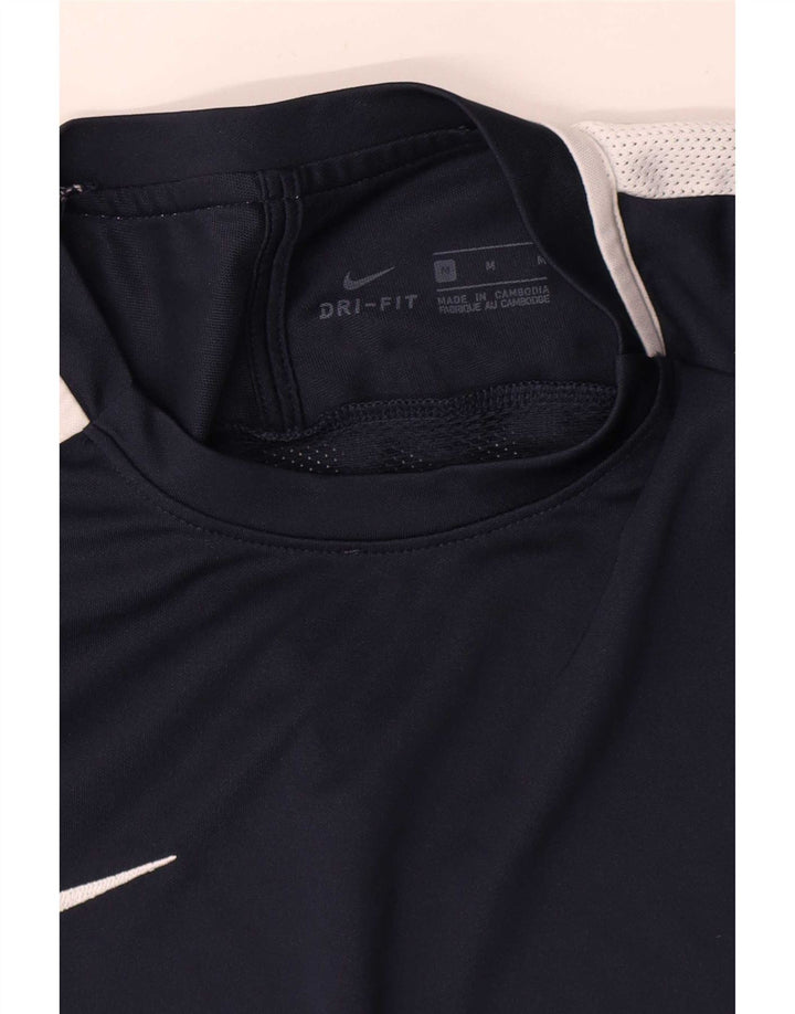 Nike Herre Dri Fit T-shirt Top Small Navy Blue Colourblock