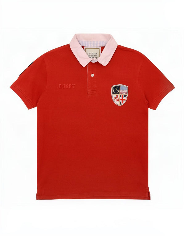 Jack & Jones Herre grafisk rugby poloshirt Medium Orange Colourblock Bomuld