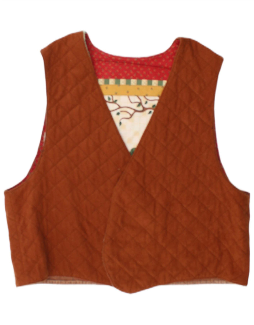 Vintage kvinders grafiske vest UK 16 Large flerfarvet patchwork