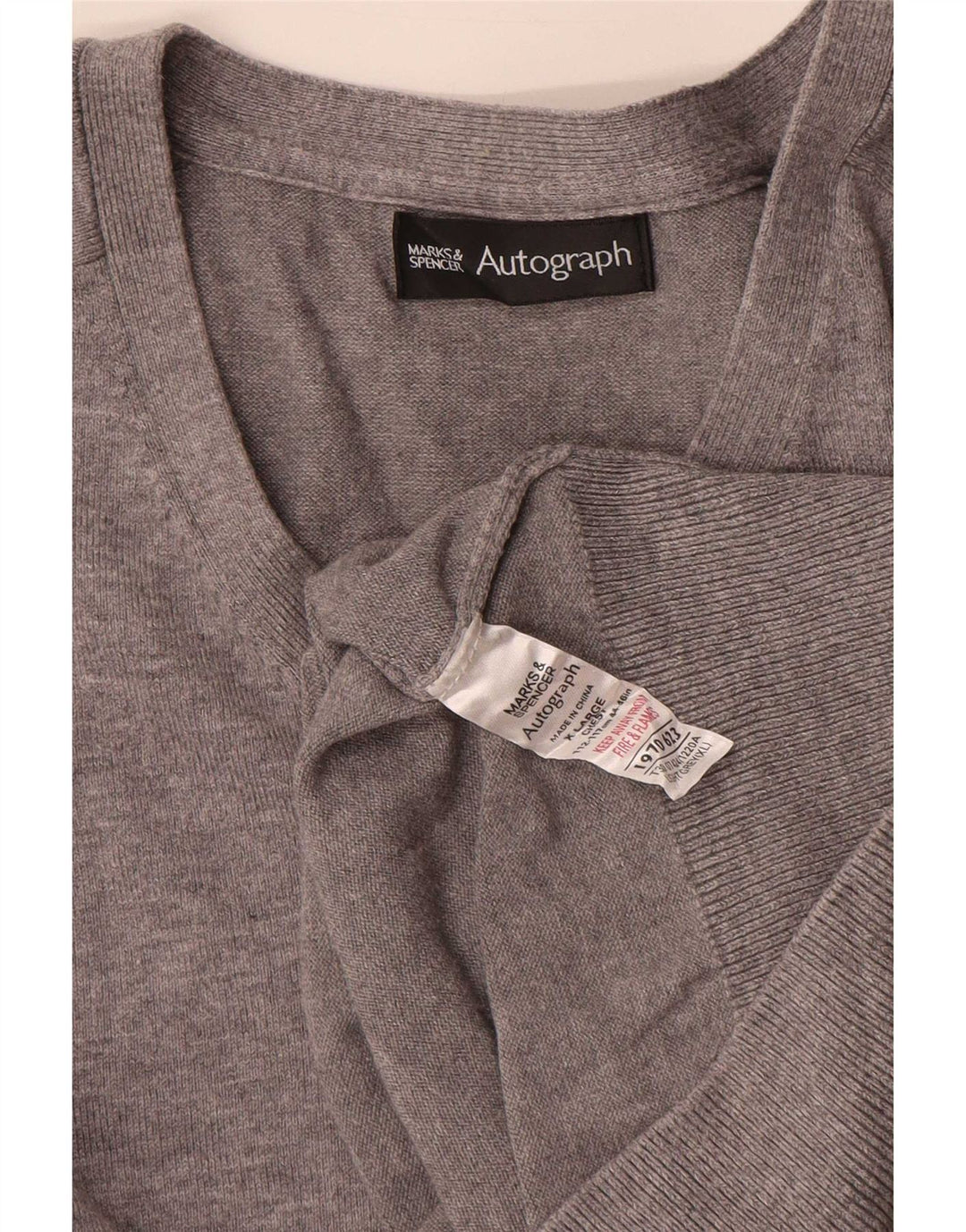 Marks & Spencer Herre Autograph V-hals sweater XL Grå Bomuld