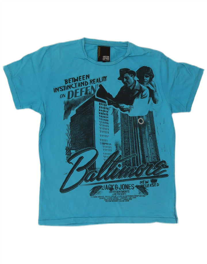 Jack & Jones Herre Baltimore Grafisk T-Shirt Top Stor Blå Bomuld