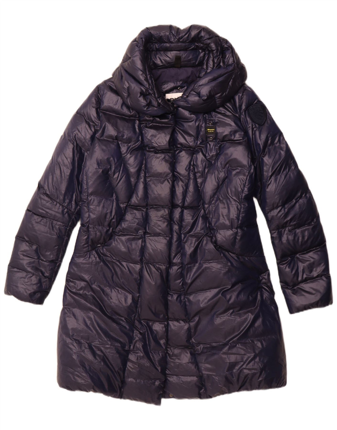 Blauer, polstret hættejakke til kvinder, UK 18 XL marineblå polyester