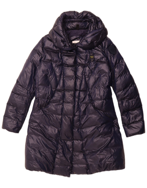 Blauer, polstret hættejakke til kvinder, UK 18 XL marineblå polyester