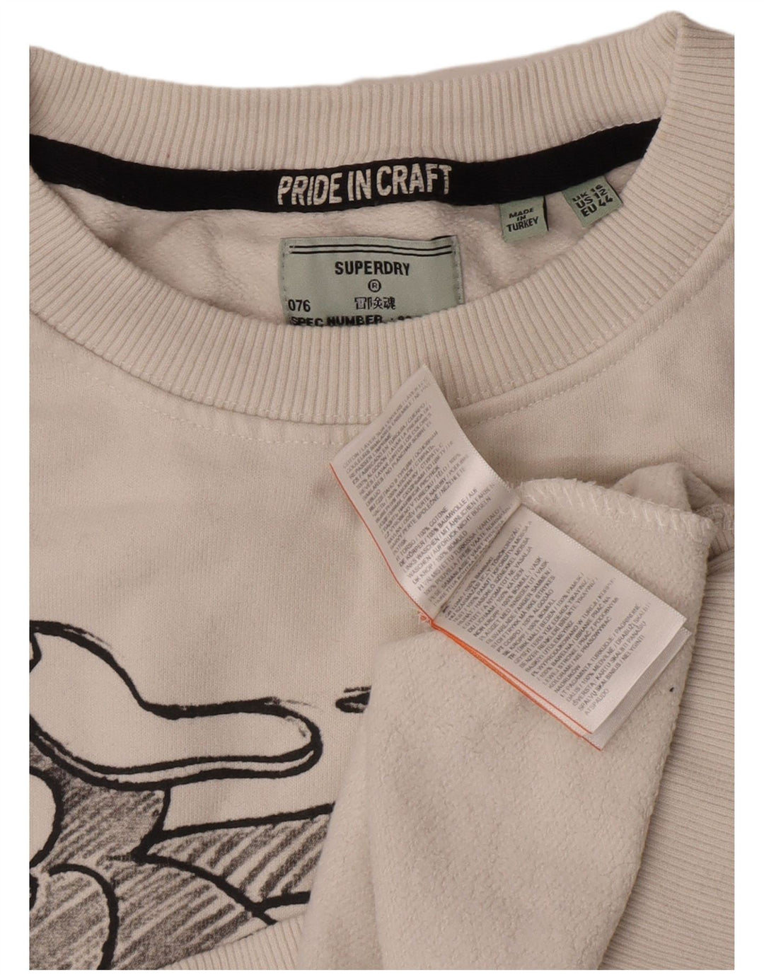 Superdry Womens Grafisk Oversized Sweatshirt Jumper UK 16 Large White