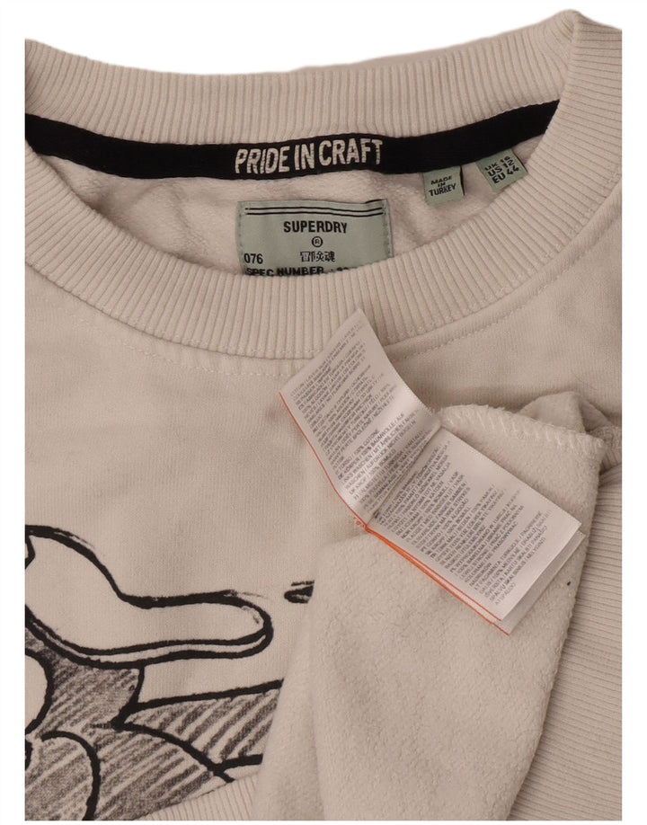 Superdry Womens Grafisk Oversized Sweatshirt Jumper UK 16 Large White