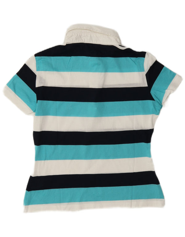 Murphy & Nye Dame Rugby Polo Shirt UK 12 Mellem blå stribet bomuld