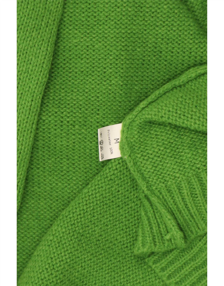 Vintage Womens Longline Open Cardigan Sweater UK 14 Medium Green Polyester