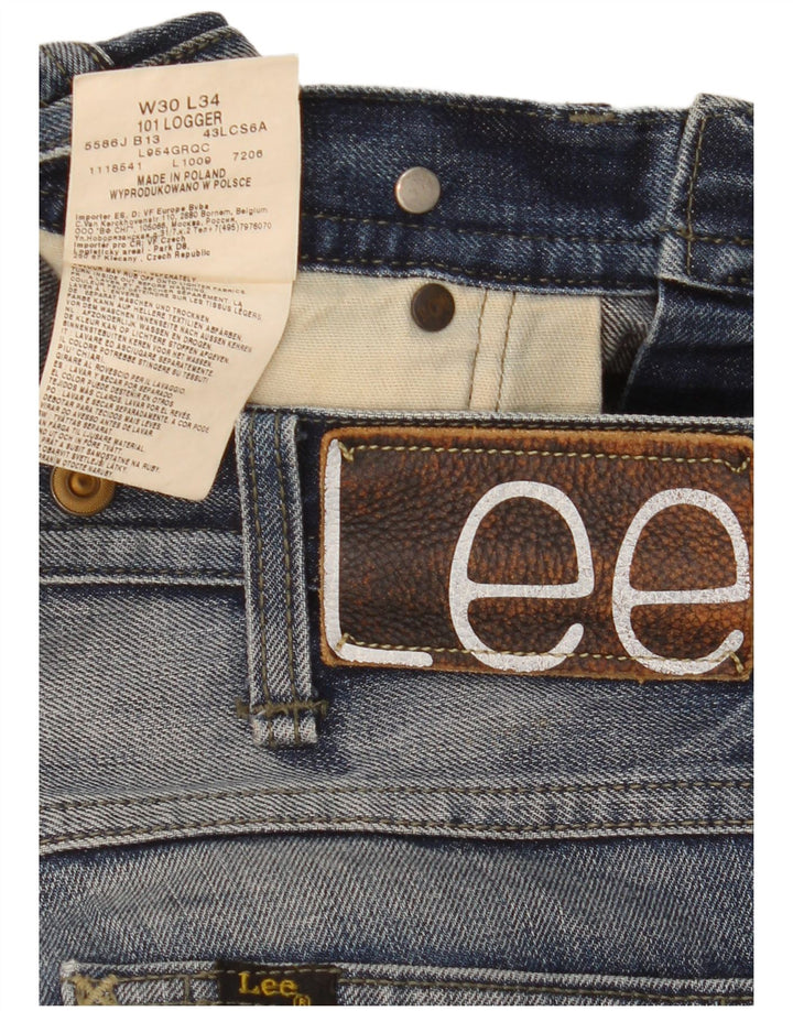 Lee Mens 101 Logger Straight Jeans W30 L34 Blå Bomuld