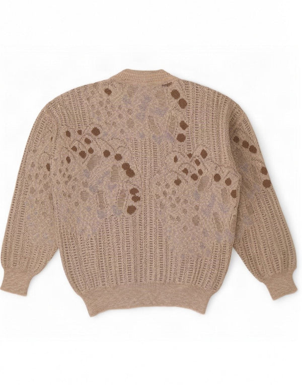 Bueckle Herre V-hals sweater EU 52 Stor brun geometrisk bomuld