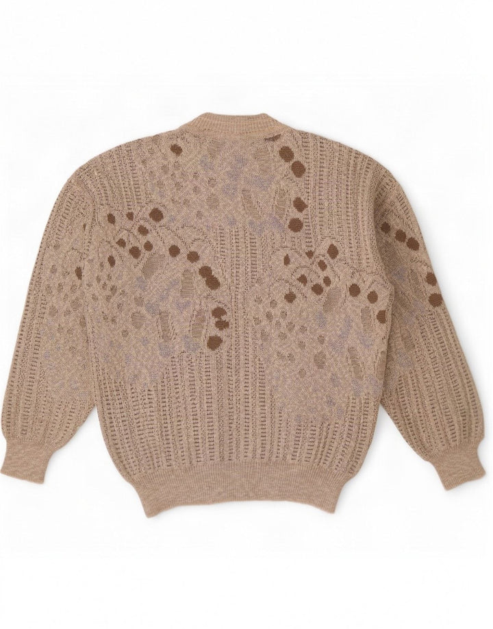 Bueckle Herre V-hals sweater EU 52 Stor brun geometrisk bomuld