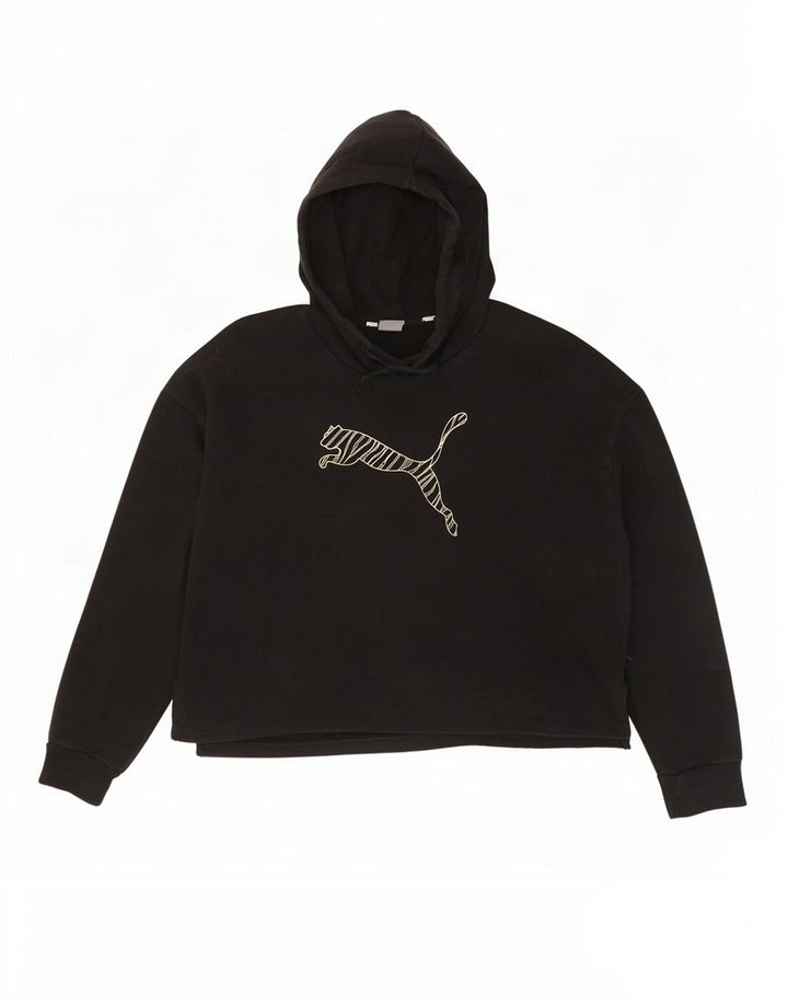 Puma Herre Grafisk Oversized Hoodie Jumper UK 14 Medium Sort Bomuld