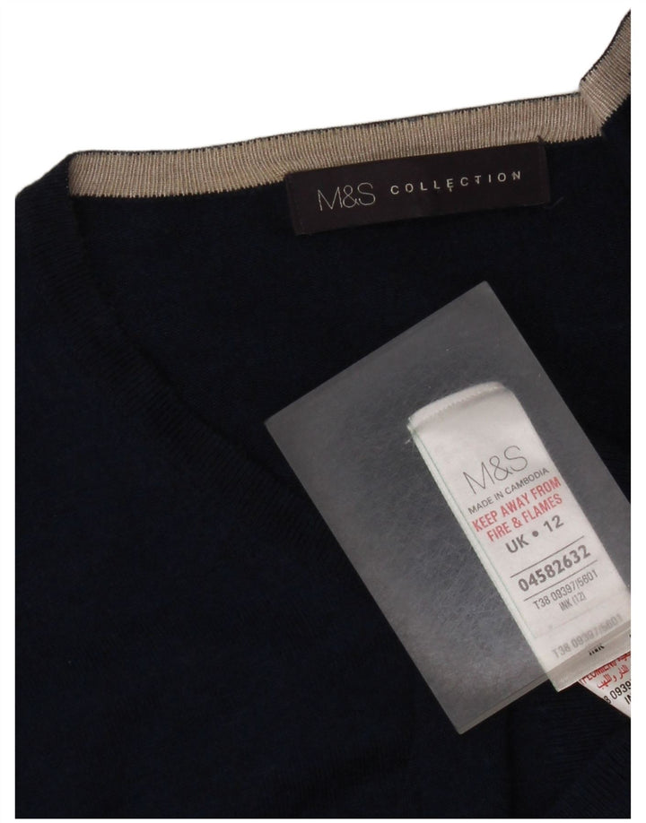 Marks & Spencer Dame Cardigan Sweater UK 12 Medium Navy Blue Viscose