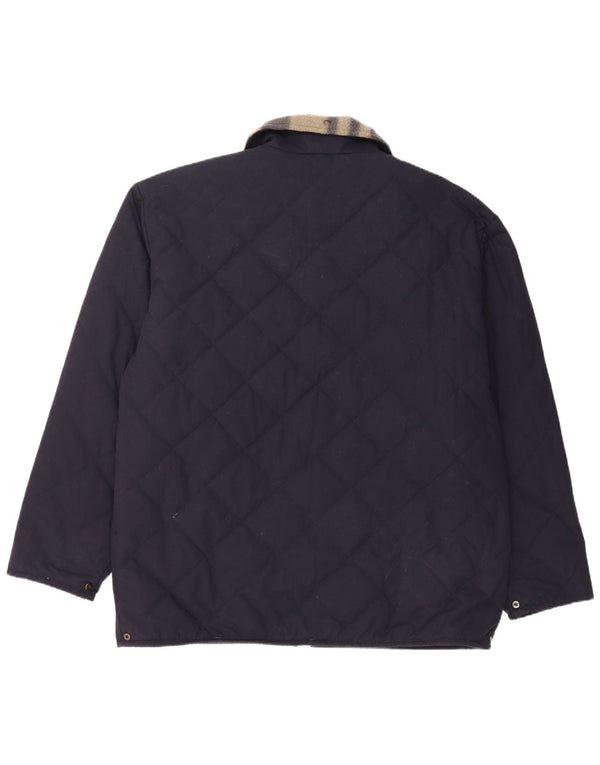 Vintage herre quiltet jakke UK 44 2XL marineblå bomuld