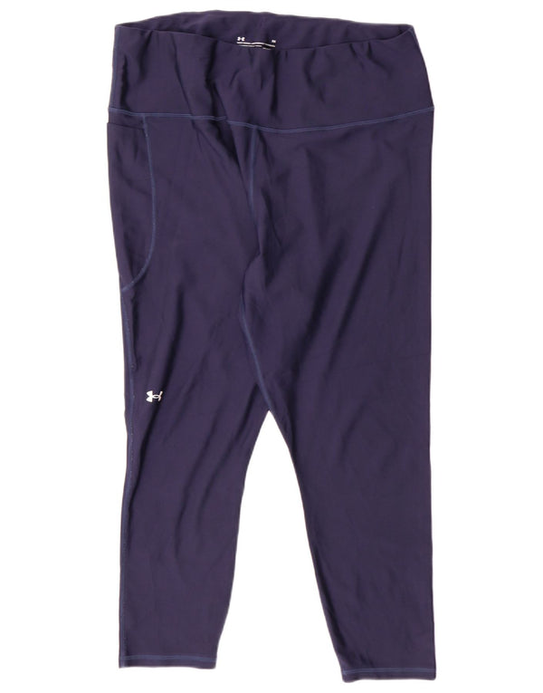 Under Armour Dame Compression Capri Leggings UK 20 2XL Navy Blue Sports
