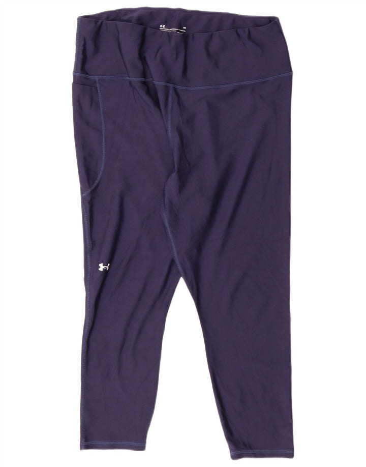 Under Armour Dame Compression Capri Leggings UK 20 2XL Navy Blue Sports
