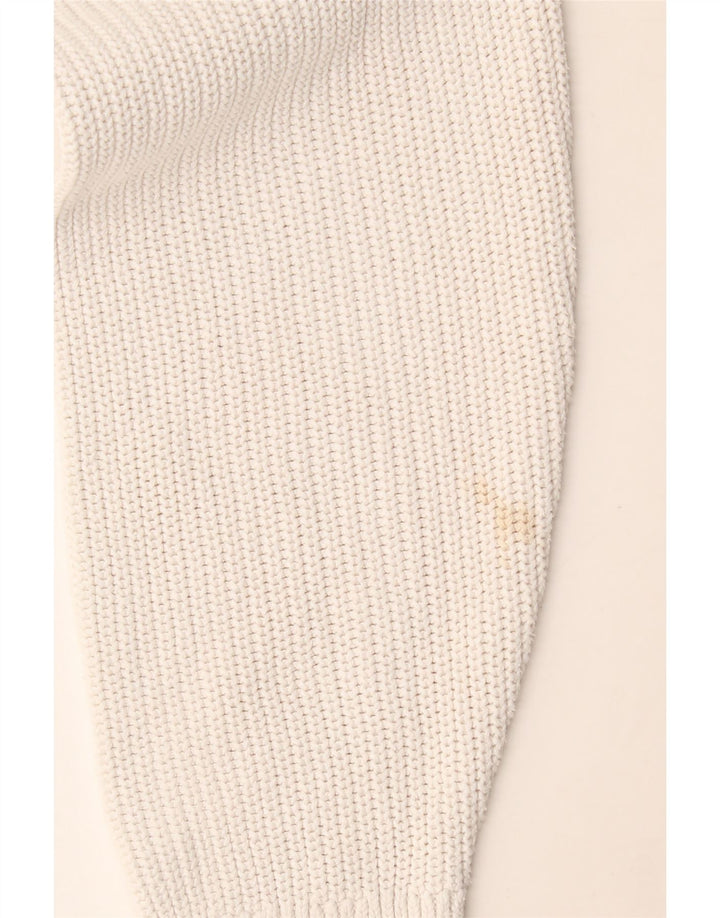Besætningstøj Dame Crop Zip Neck Jumper Sweater UK 12 Medium White