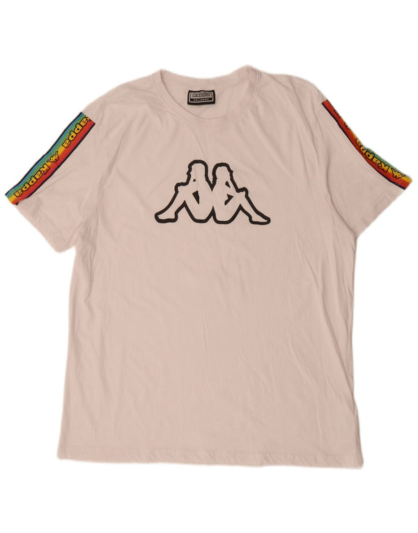 KAPPA Herre grafisk T-shirt Top 2XL Hvid Colourblock Bomuld