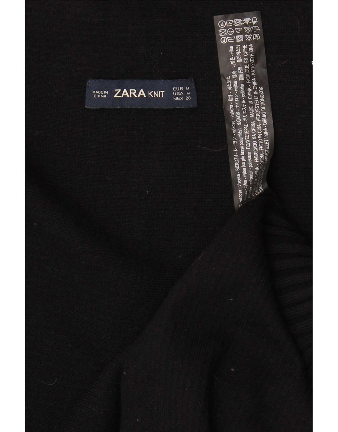 Zara Womens Open Cardigan Sweater UK 12 Medium Black Viscose