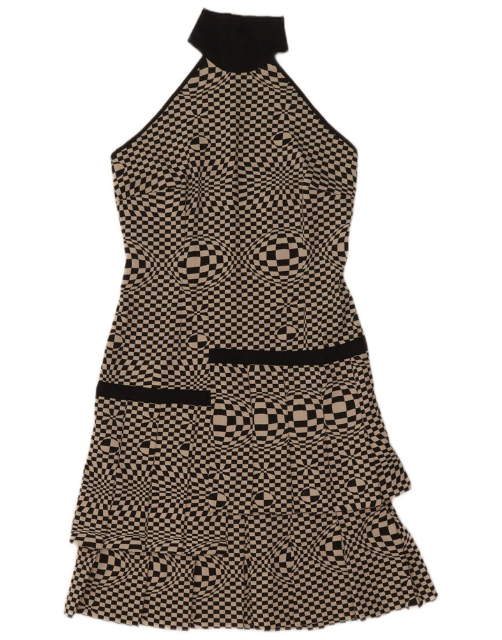 Flavio Castellani Dame Halter Dress IT 44 Medium Sort Geometrisk
